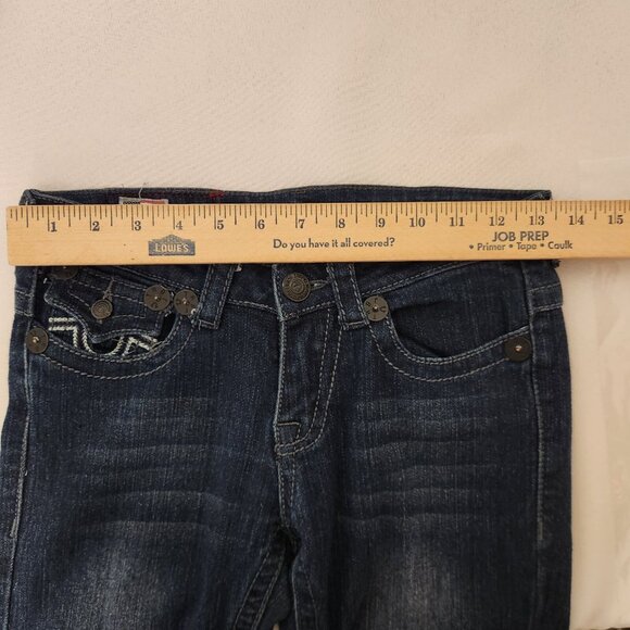 True Religion Jeans Womens 25 Blue Denim Joey Super T Stitched Flap Pockets EUC - Picture 12 of 13